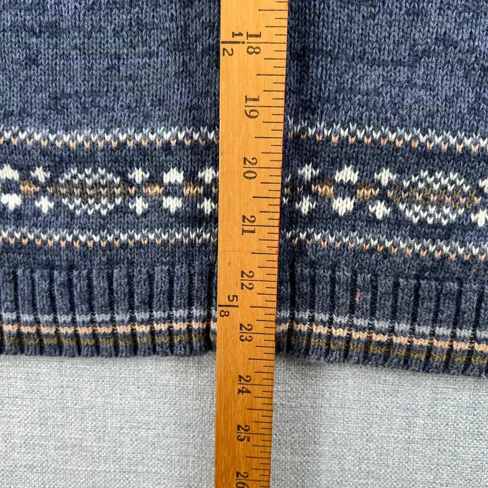 Vintage Y2K Heirloom Cardigan Sweater Women Large Blue Fair Isle Full Zip Nordic